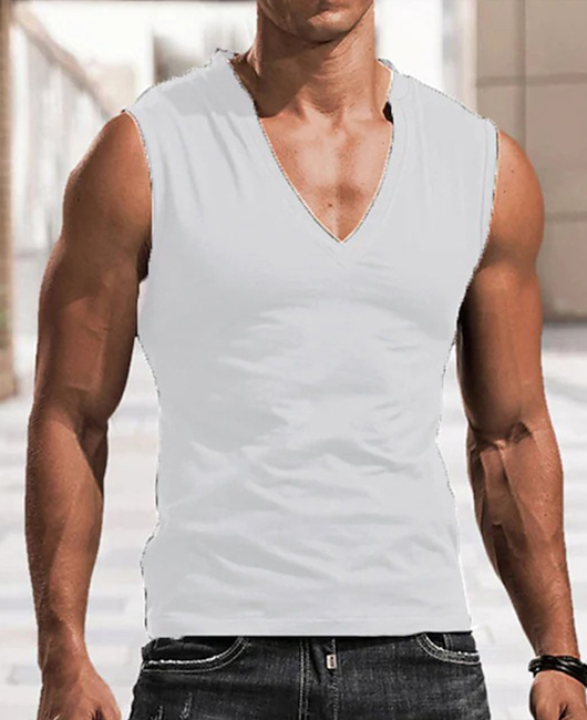 Sporty Solid Color V Neck Breathable Sleeveless Tank Top