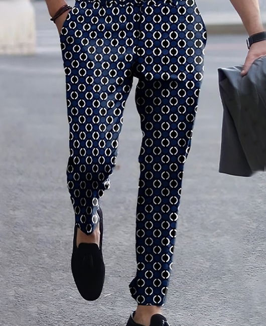 Fashion Polka Dot Print Pocket Straight Pencil Pants