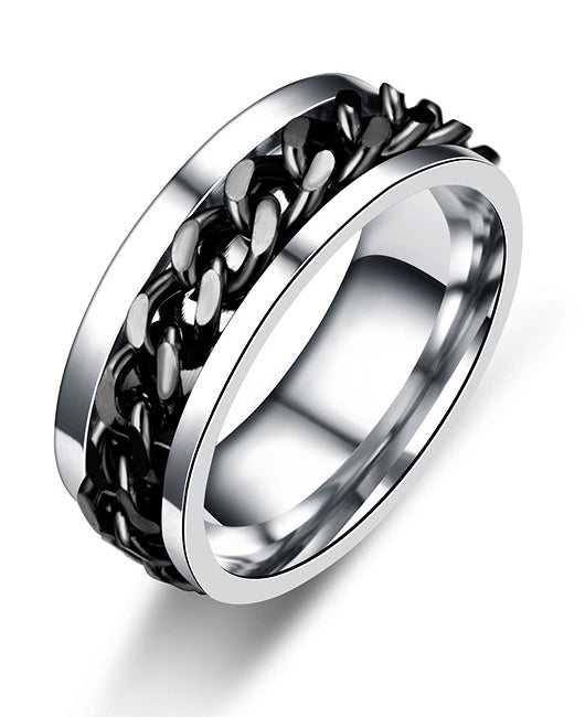 Fashion Stainless Steel Rotatable Chain Multicolor Ring