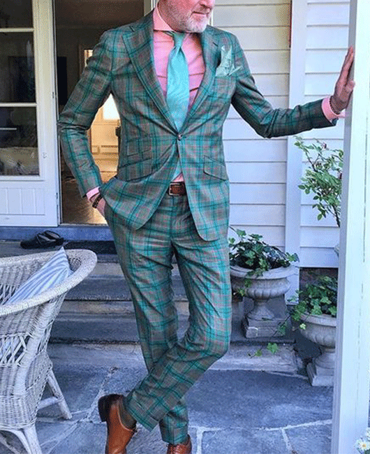 Retro Plaid Print Notch Lapel One Button Blazer & Straight Pants 2Pcs Set