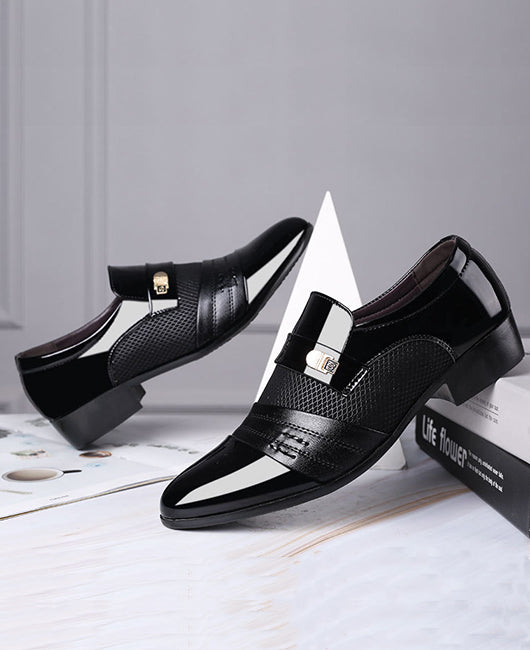 Business Spliced Chunky Heel PU Shoes