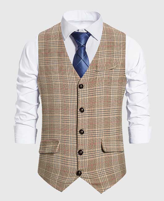 Modern Button Front V Neck Vest