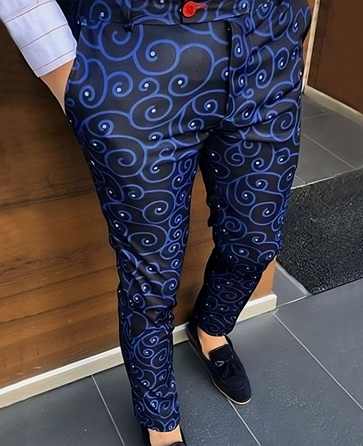 Casual Calico Slim Fit Pocket Straight Pencil Pants