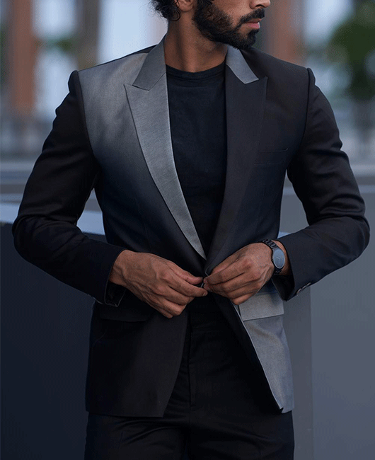 Fashion Ombre Print Lapel Collar One Button Blazer