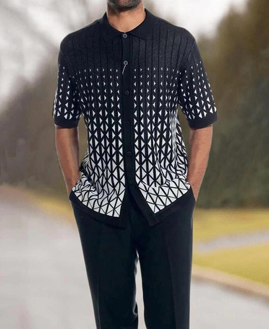 Vacation Casual Calico Short Sleeve Shirt & Pants 2Pcs Set