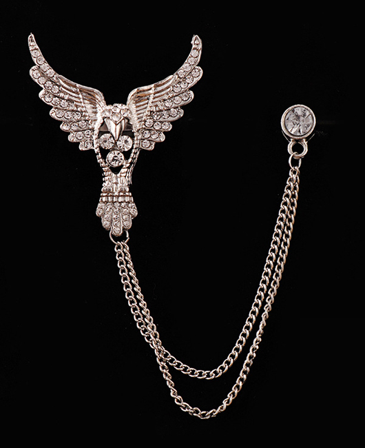 Fashion Animal Shape Metal Rhinestone Decor Hanging Chain Brooch