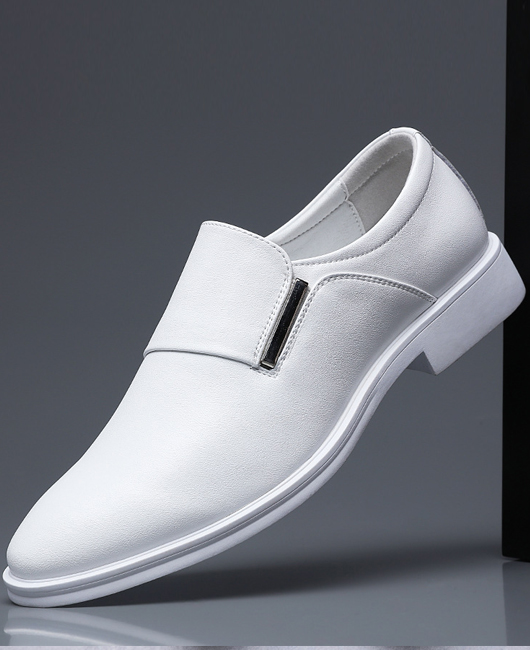 Classic Solid Color Point Toe Leather Dress Shoes