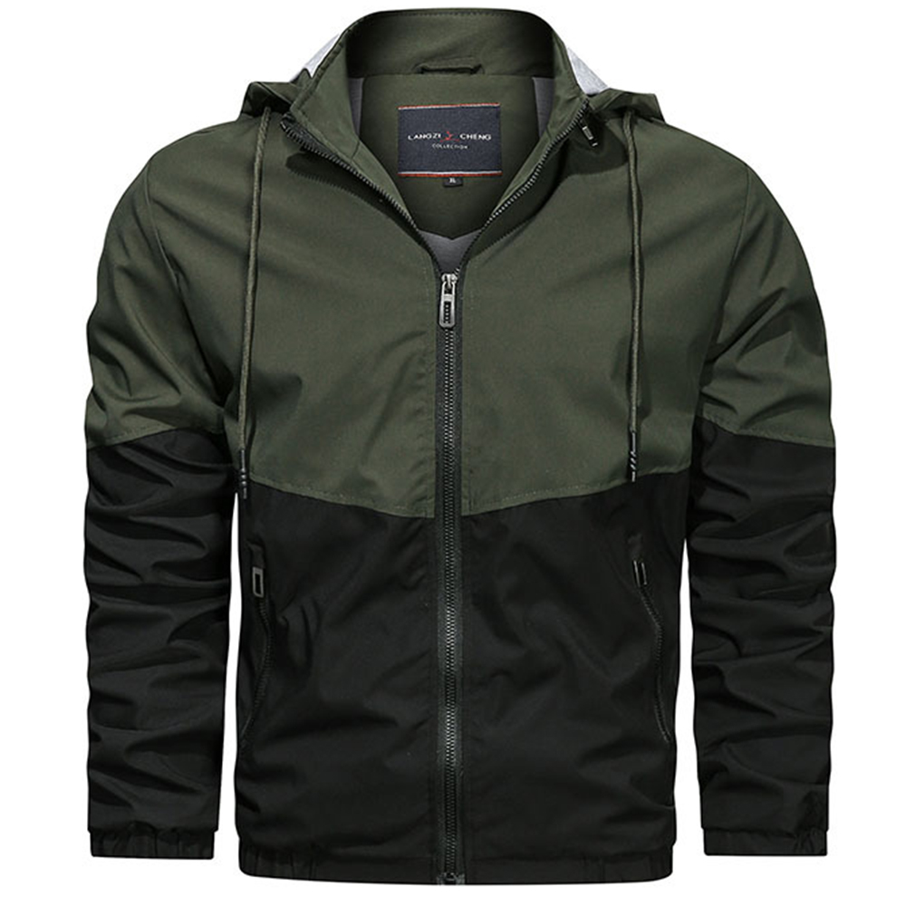 Men's Outdoor Colorblock Hooded Casual Sports Jacket