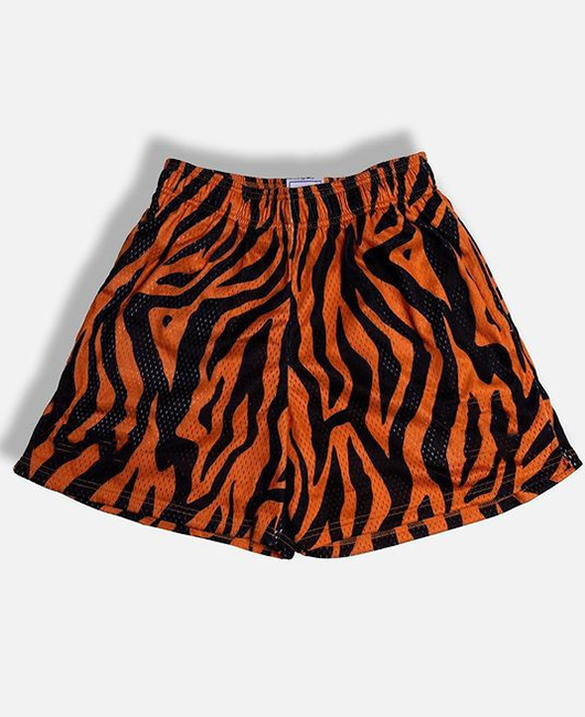 Vacation Casual Calico Elastic Waist Plus Size Mesh Shorts