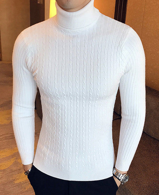 Plain Cable Knit Long Sleeve Sweater