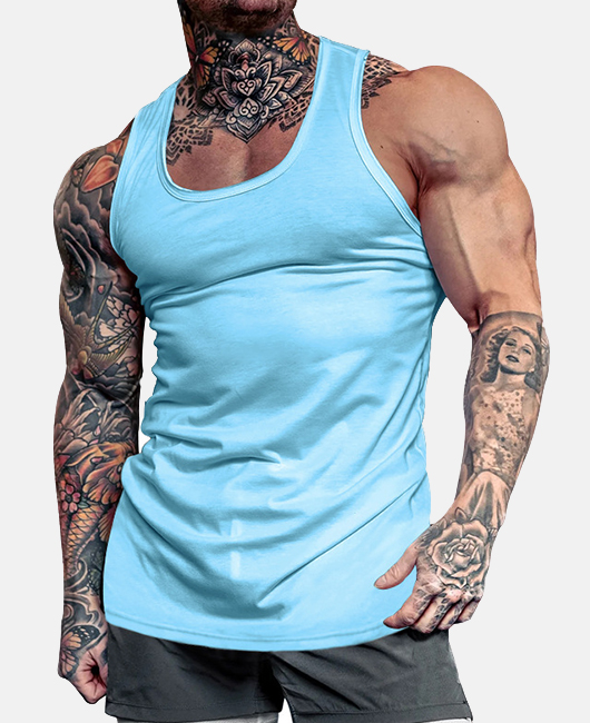 Sporty Solid Color Scoop Neck Sleeveless Breathable Tank Top