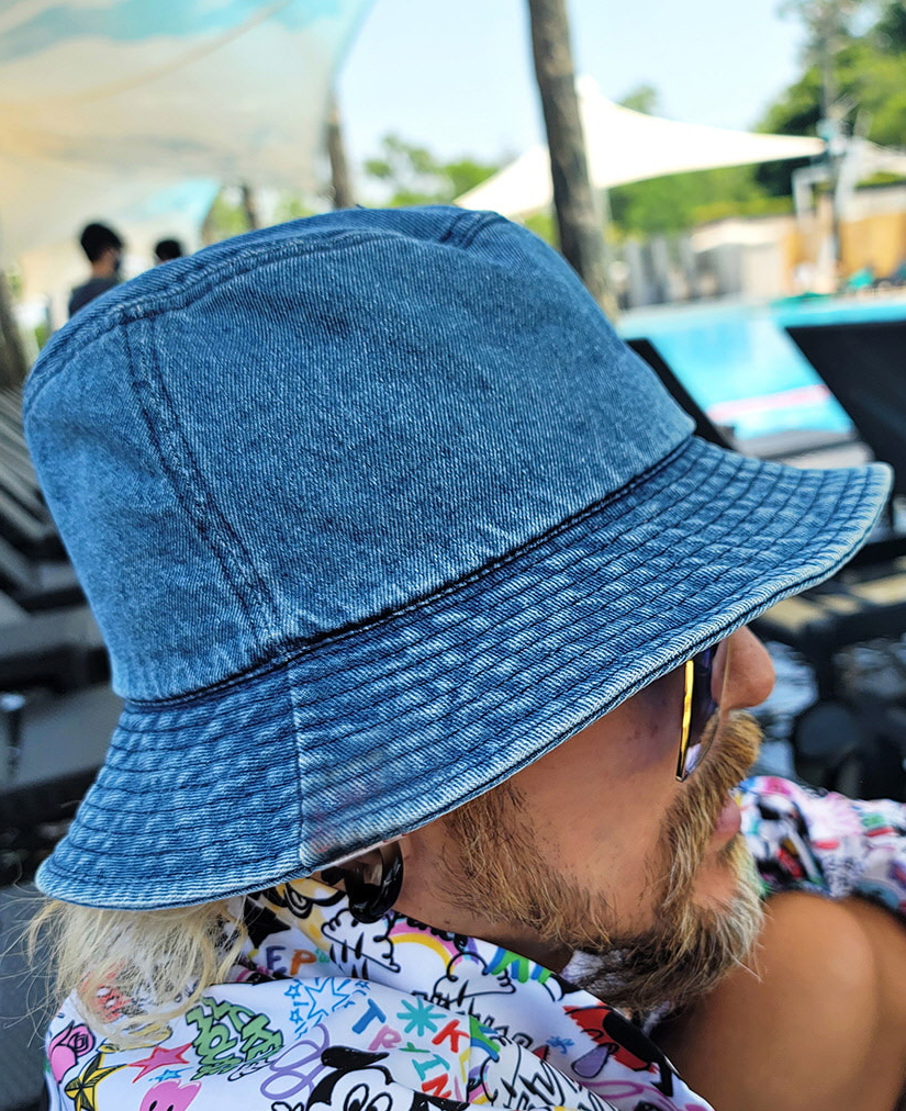 Casual Solid Color Distressed Denim Visor Bucket Hat