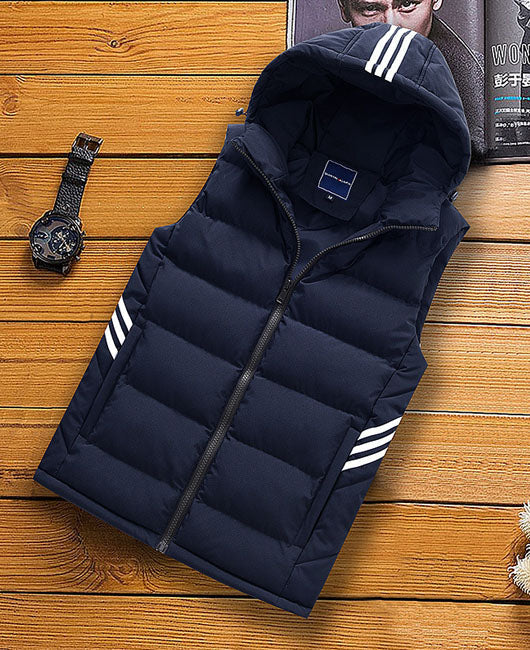 Stripe Print Zip Up Hooded Vest