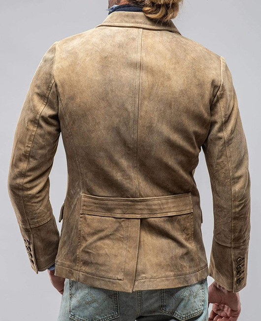 Daily Suede Notch Lapel Double Breasted Pockets Jacket