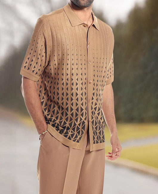 Vacation Casual Calico Short Sleeve Shirt & Pants 2Pcs Set